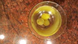 Gin Martini with an Olive and Tomolives