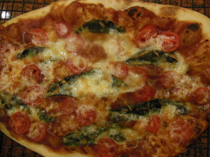 Margherita, more or less (with amazing small San Marzano tomatoes from TJs